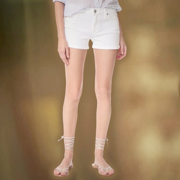 Hudson Jeans White ‘Asha’ Mid-Rise Cuffed Denim Shorts Size 26 - Picture 3 of 13